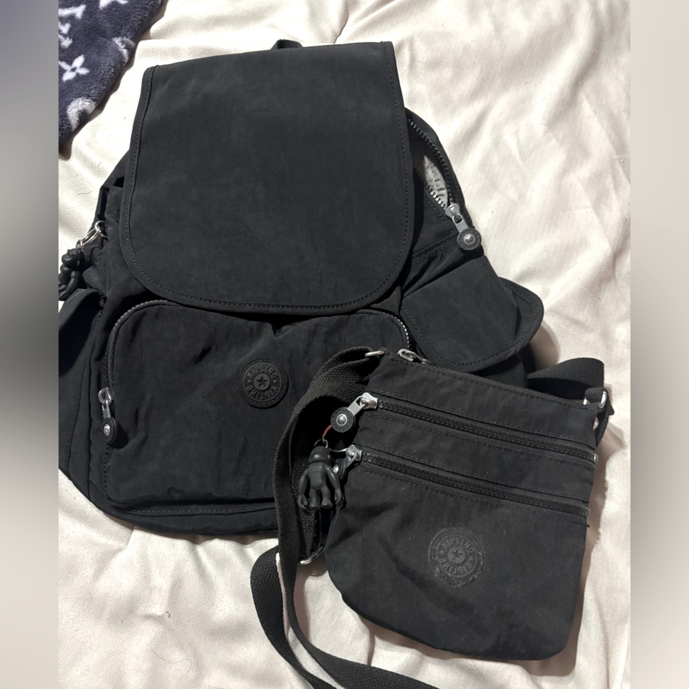 Kipling Black Backpack and Crossbody Bag Set